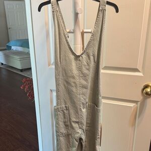 Free People Beige Striped Women's Overalls
